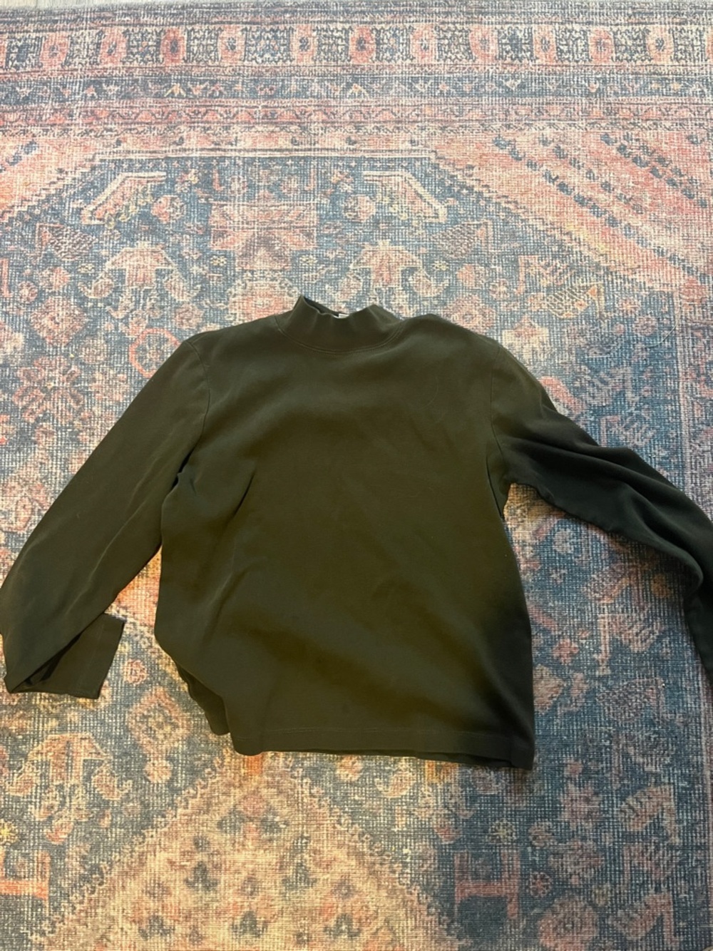 Dark Greenish Brown Long Sleeve Mock Neck Top